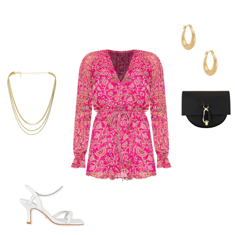 Romper with Braided Belt in Tulip Pink | Revolve Clothing (Global)