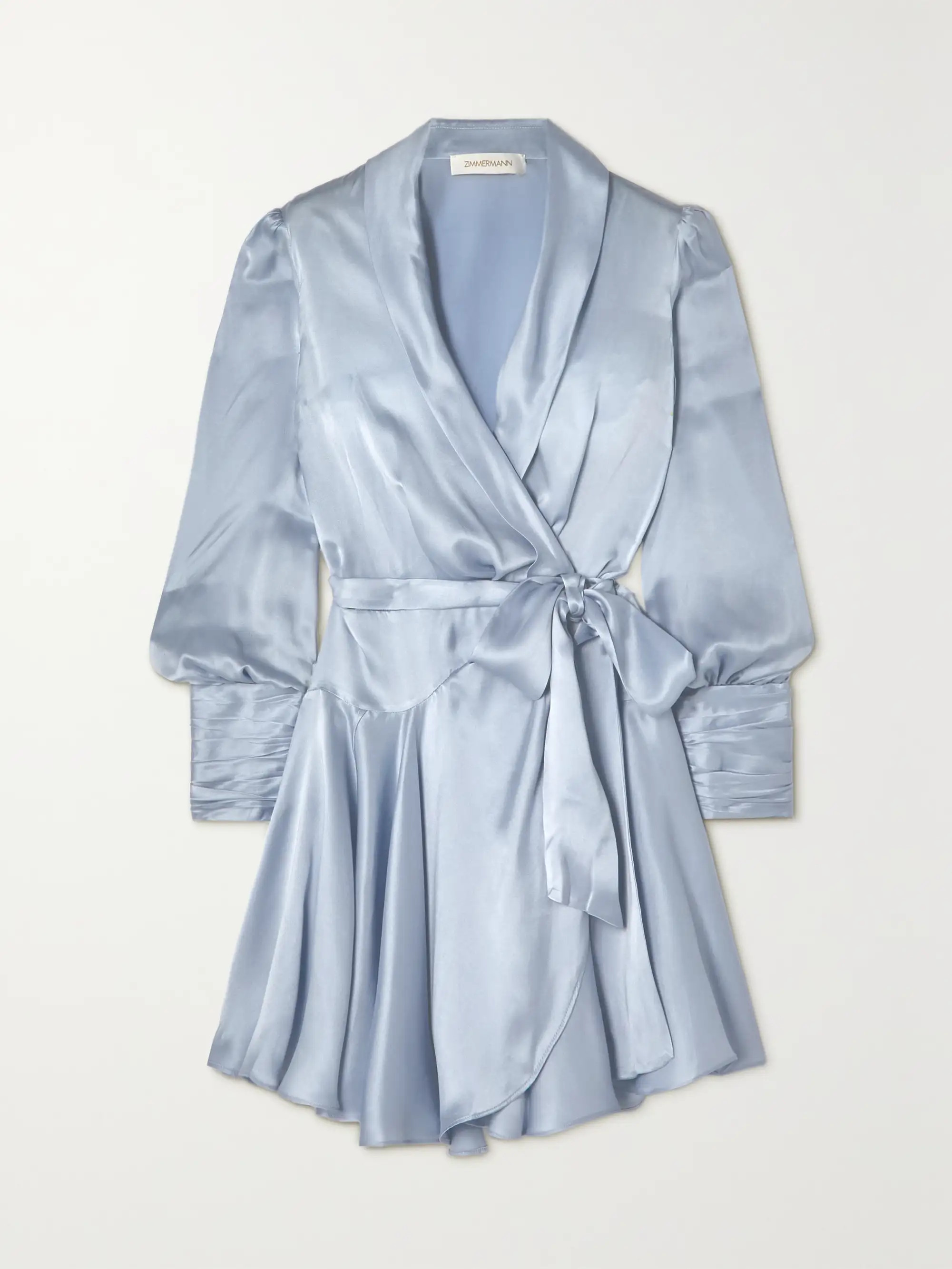 Ruffled silk-satin mini wrap dress | NET-A-PORTER (US)