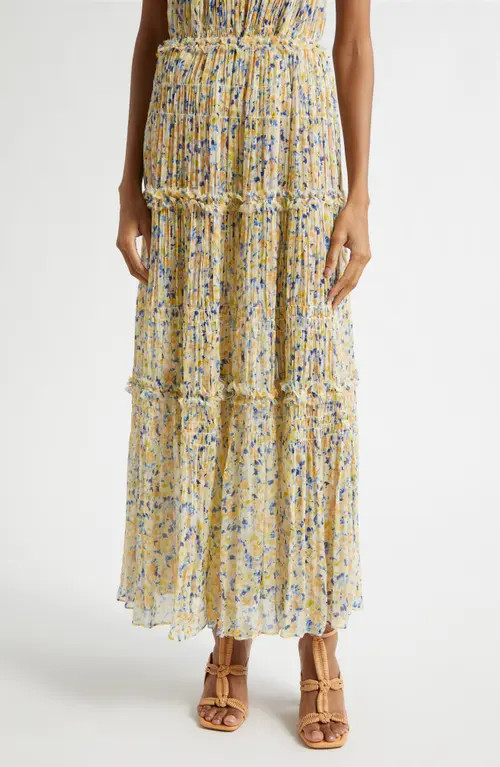 Ulla Johnson Virginie Floral Silk Maxi Skirt in Daffodil at Nordstrom, Size 12 | Nordstrom