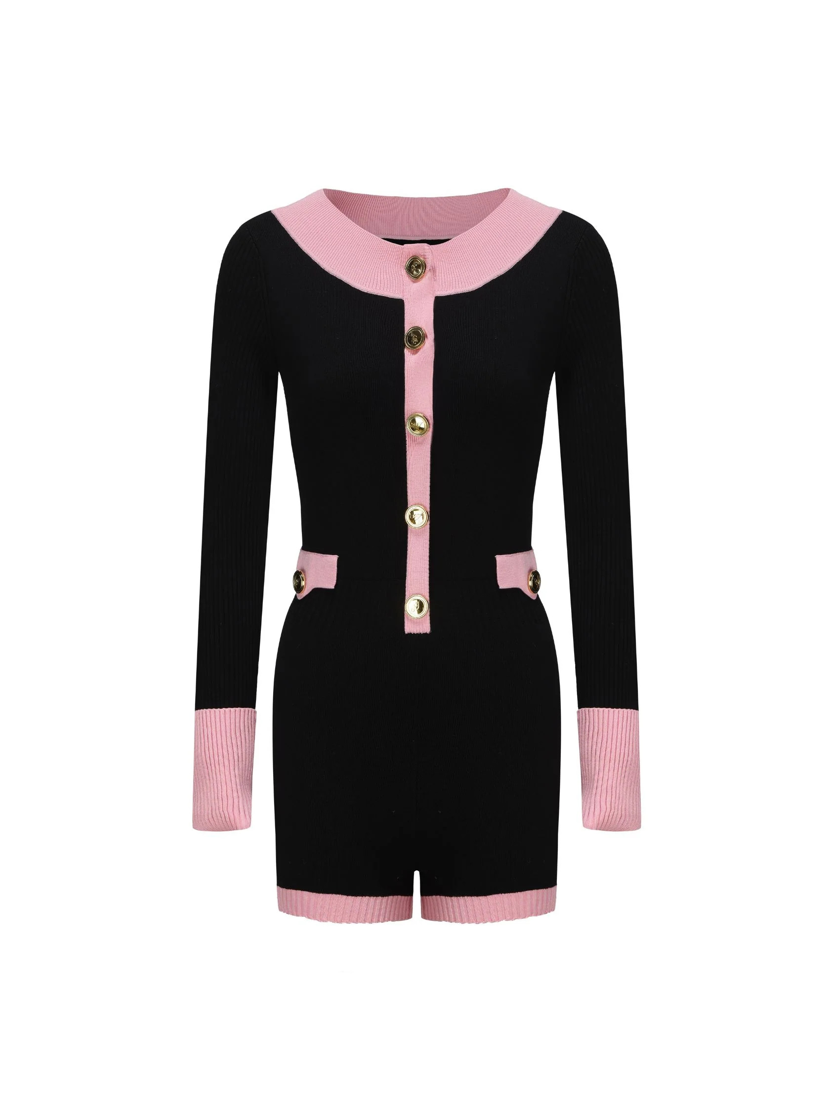 Matilda Knit Jumpsuit (Black & Pink) | Nana Jacqueline