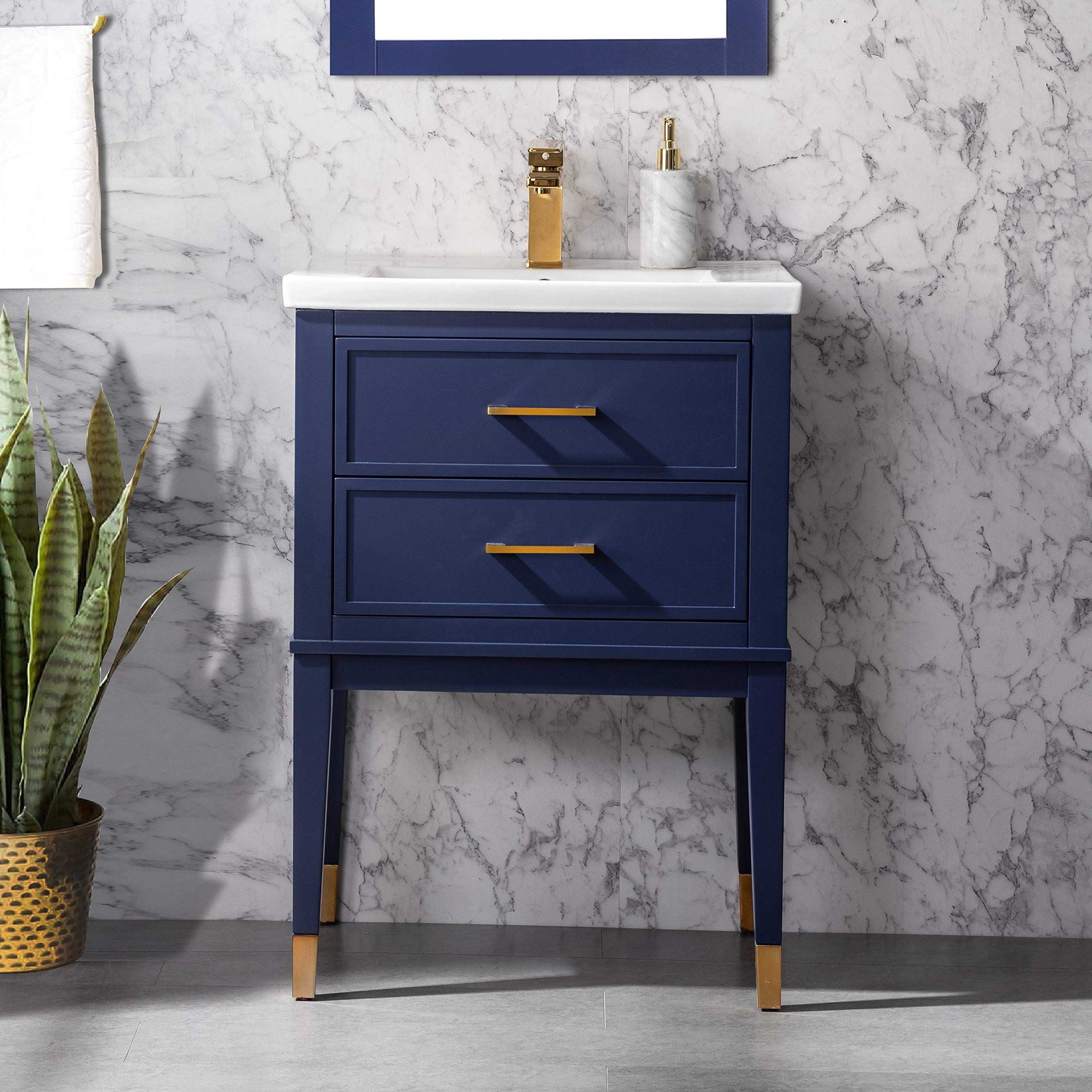 Clara 24" Single Bathroom Vanity with Porcelain Top - Blue | Amazon (US)