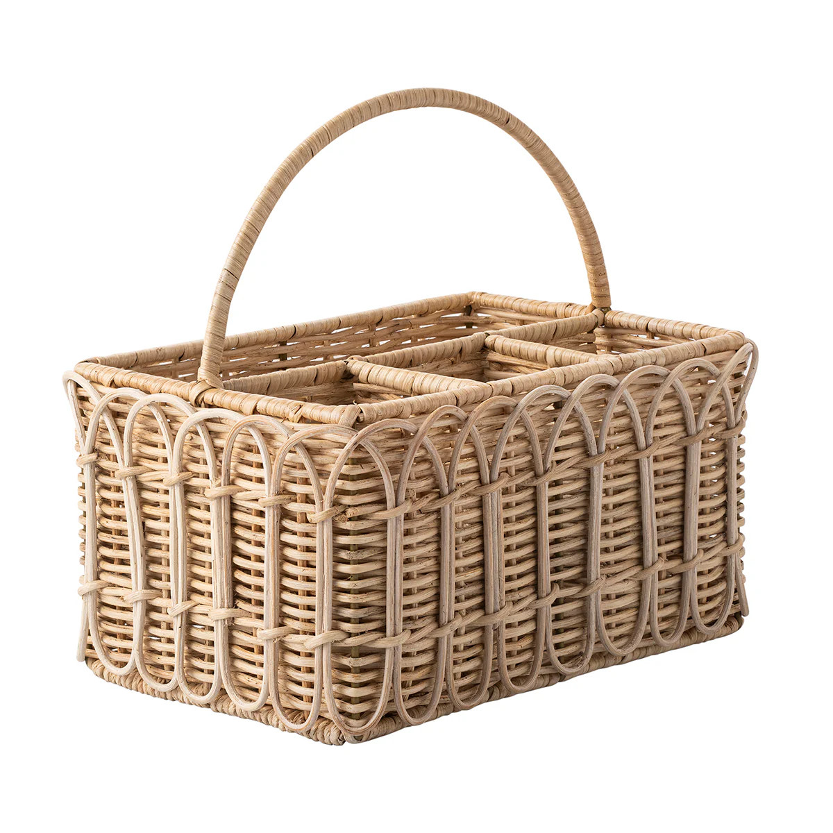Provence Rattan Whitewash Silverware Caddy | Over The Moon Gift