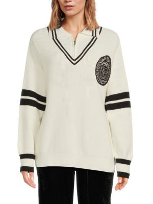 Logo Tipped Cotton-Blend Polo Sweater | Saks Fifth Avenue OFF 5TH