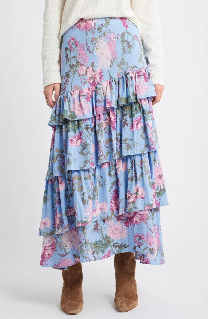 Treasure & Bond Floral Tiered Ruffle Maxi Skirt | Nordstrom | Nordstrom