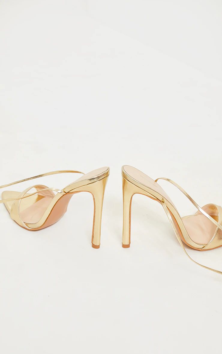 Gold PU Point Toe Lace Up High Heeled Sandals | Pretty Little Thing (Australia & New Zealand)