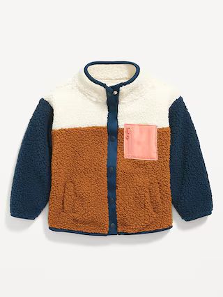 Unisex Color-Block Sherpa Jacket for Toddler | Old Navy (US)