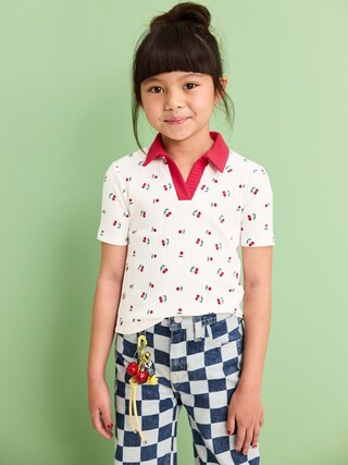 Short-Sleeve Fitted Collared Top for Girls | Old Navy (US)