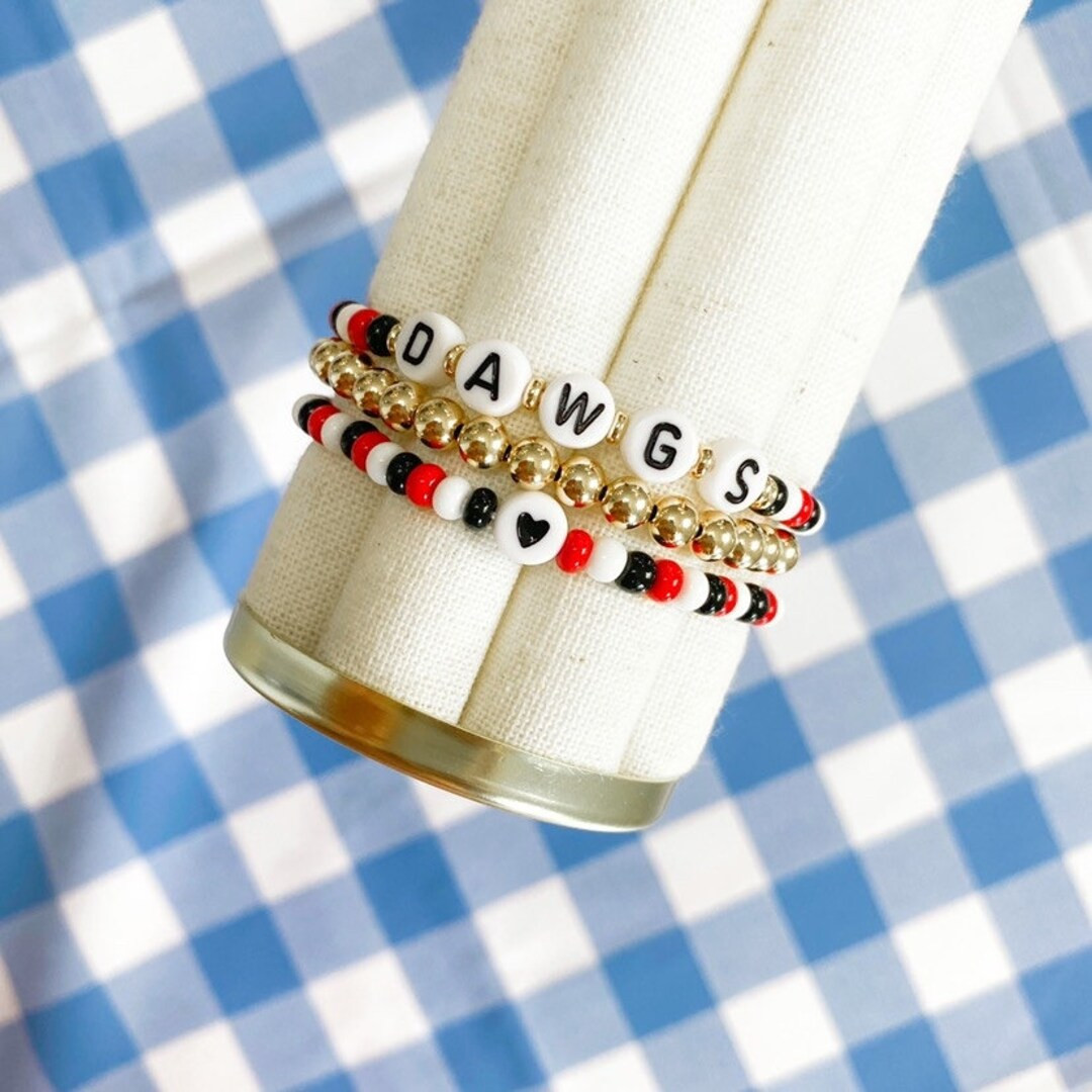 University of Georgia Inspired Bracelet - Dawgs Bead Bracelet Set - UGA - Dawgs - Georgia Bulldog... | Etsy (US)