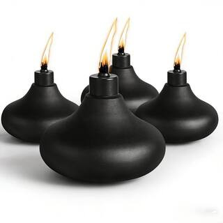 Hcman 4-Pack Metal Tabletop Torches 24.5oz Oil Candles for Outdoor Patio Garden Decor ERK-2735414... | The Home Depot
