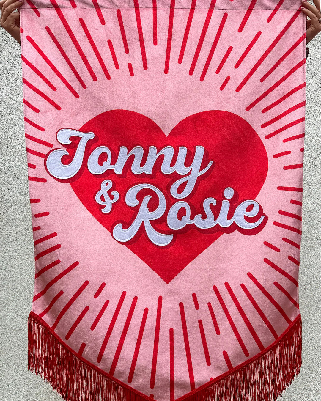 Velvet Wedding Banner, Wedding Backdrop, Fringed Velvet Wedding Sign, Velvet Banner Flag, Fabric ... | Etsy (US)