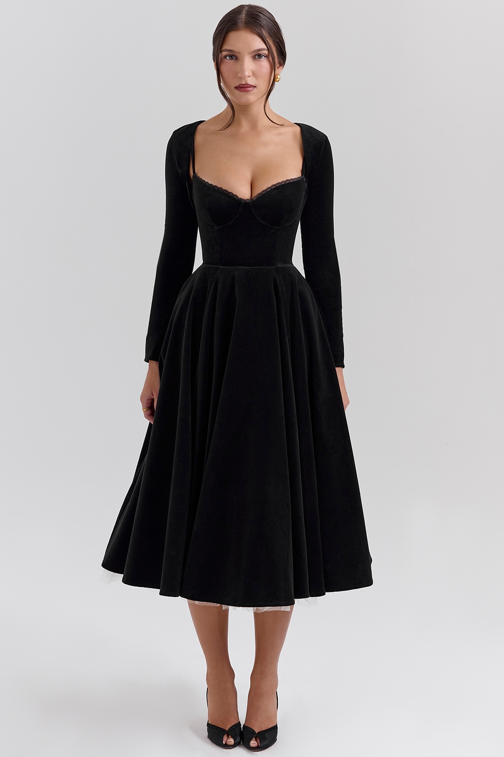black velvet tulle midi dress + bolero | House of CB
