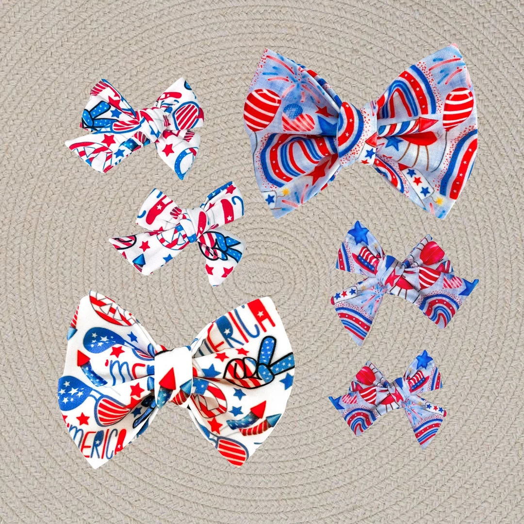 Dog Bow Ties and Bows | America | Dog Accessories | 4th of July | Red White & Blue | Dogs | Dog B... | Etsy (US)
