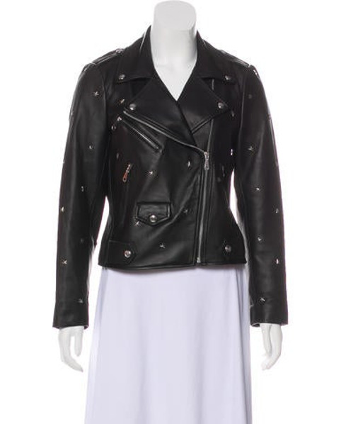 Rebecca Minkoff Embellished Leather Jacket Black | The RealReal