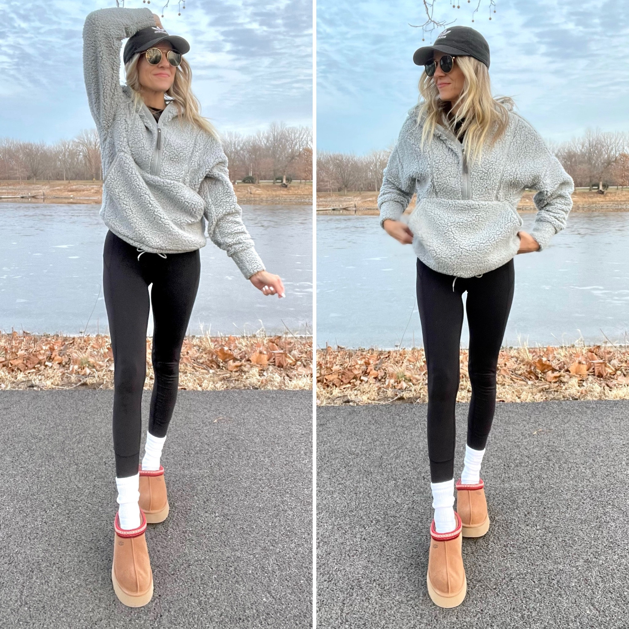 Platform ugg boots. Uggs. Oversized sweater. Lululemon leggings