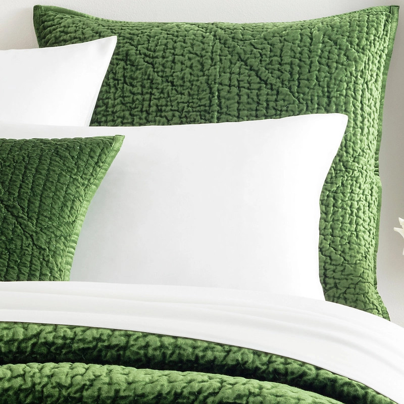 Parisienne Velvet Evergreen Quilted Sham | Annie Selke