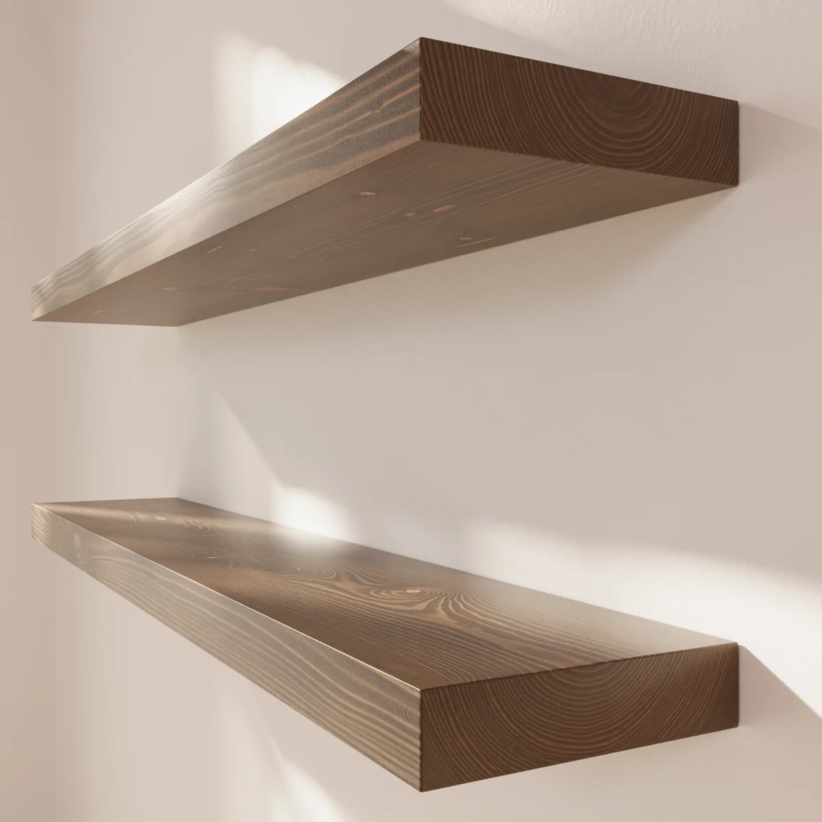 Solid Wood Floating Shelves, Wooden Shelves for Wall Storage (Set of 2) | Wayfair North America