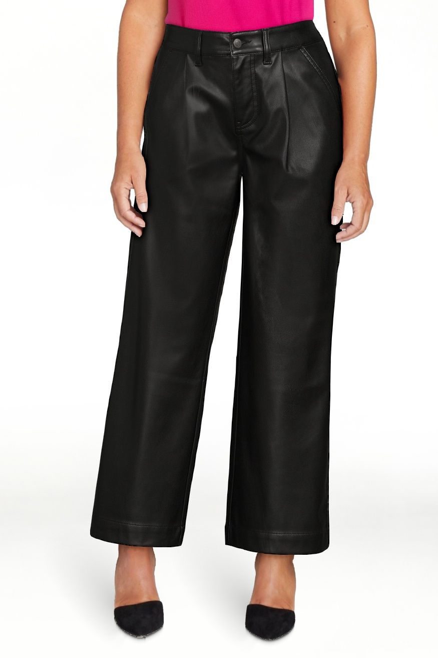 Time and Tru Women's Faux Leather Wide Leg Trousers, 31" Inseam for Regular, Sizes 2-20 | Walmart (US)