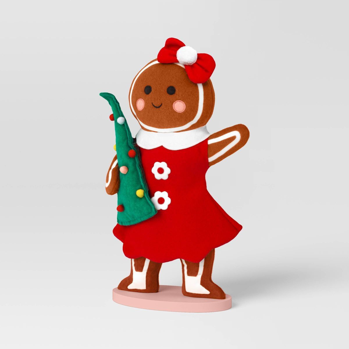 17.25" Fabric Gingerbread Woman Holding Tree Decorative Christmas Sculpture - Wondershop™ Brown | Target
