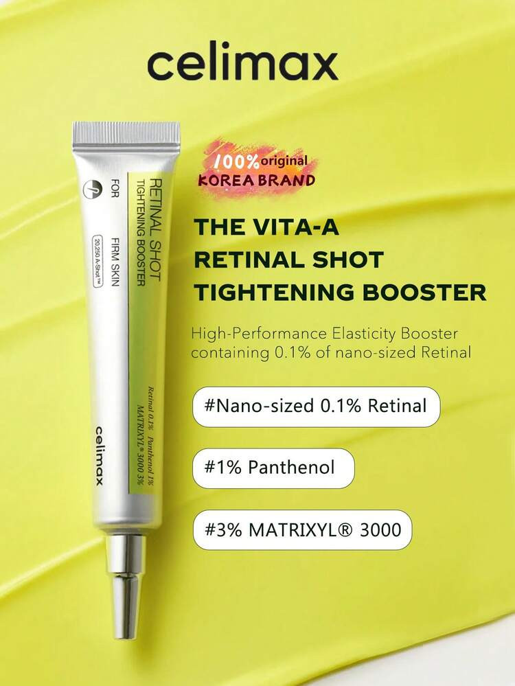 Celimax The Vita A Retinal Shot Tightening Booster, 0.1% Retinal & 3% Matryxyl High-Strength Anti-Aging Serum, Wrinkles & Fine Lines Reducer, Pore Minimizer, Firmer Skin, For All Skin Types, Non-Irritating, 15ml, Korean Cosmetics | SHEIN