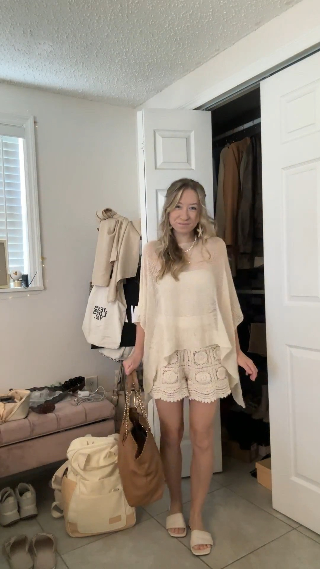 Neutral sheer poncho and shorts summer outfit🫶🏻 ponchos under $20!

#LTKootd #LTKSaleAlert #LTKSeasonal