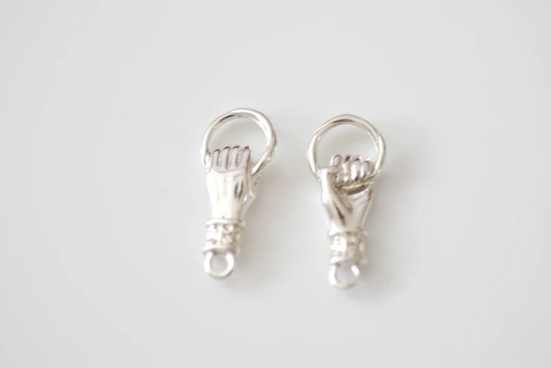 Sterling Silver Hand Holding Ring Connector, Hand Holding Ring Connector or Charm, Hand Holding R... | Etsy (US)