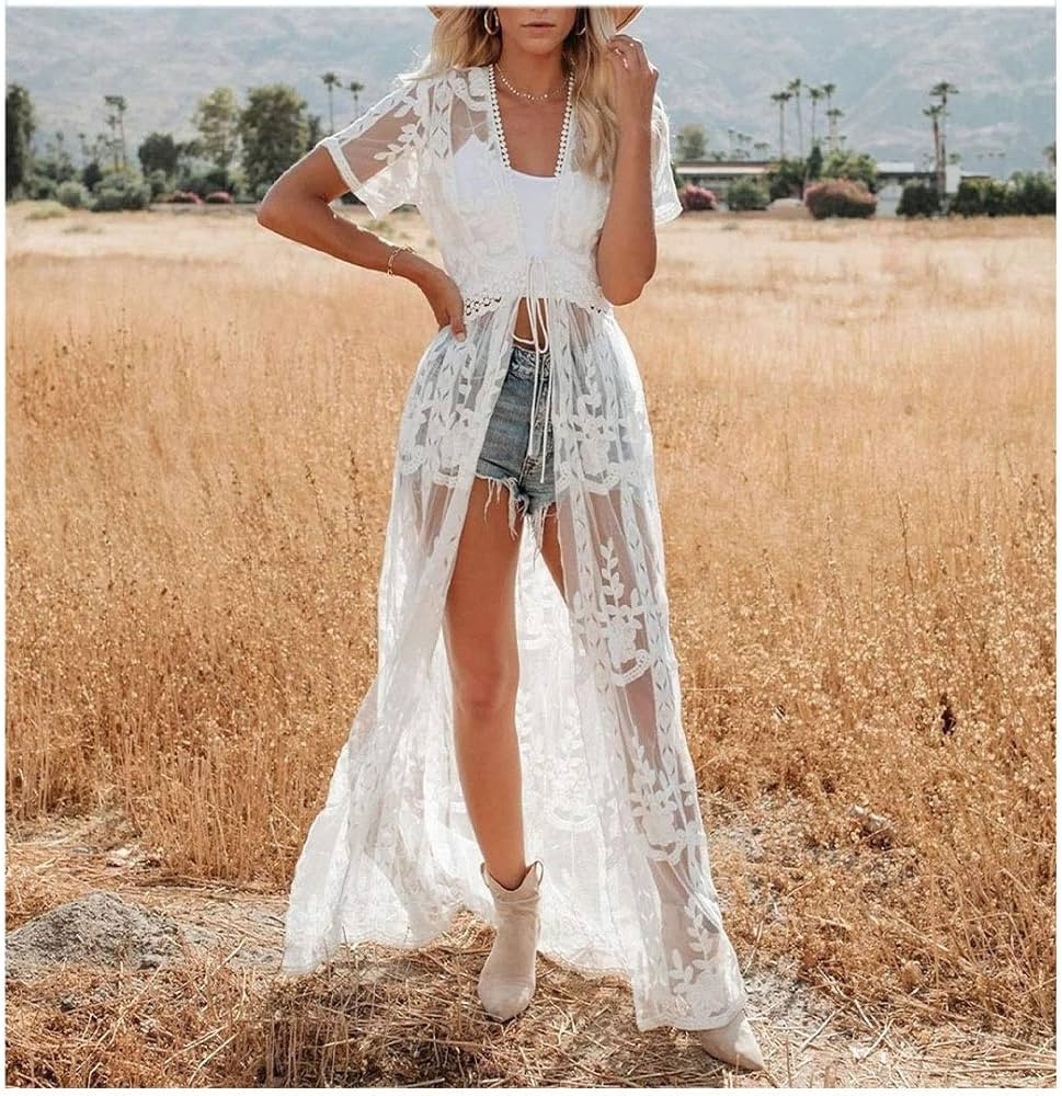 Crochet Knitted Beach Cover Up Dress Tunic Long Bikinis Cover Ups Swim Cover Up Robe Plage Beachw... | Amazon (US)