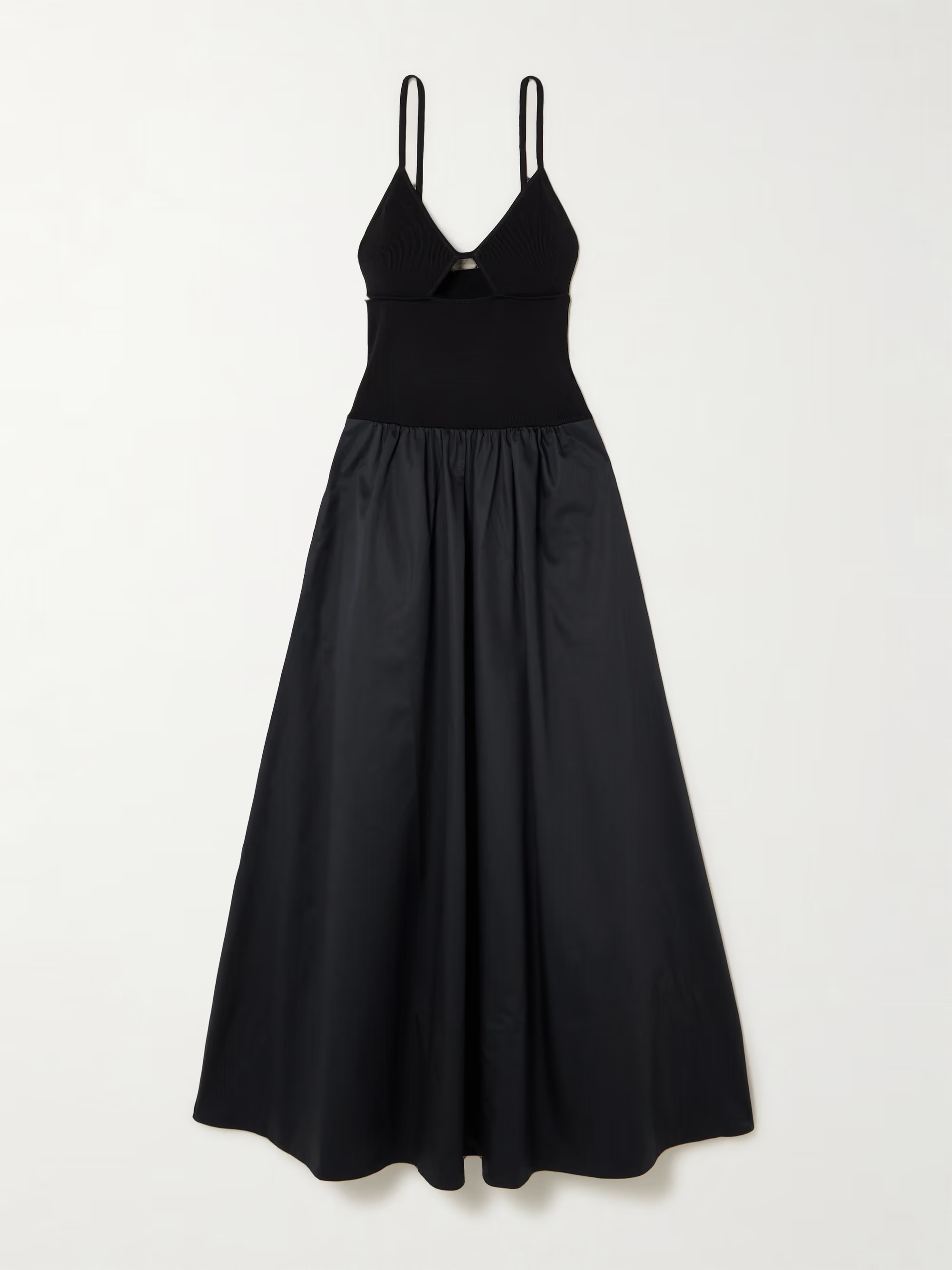 Cutout ribbed-knit and cotton-poplin maxi dress | NET-A-PORTER (UK & EU)