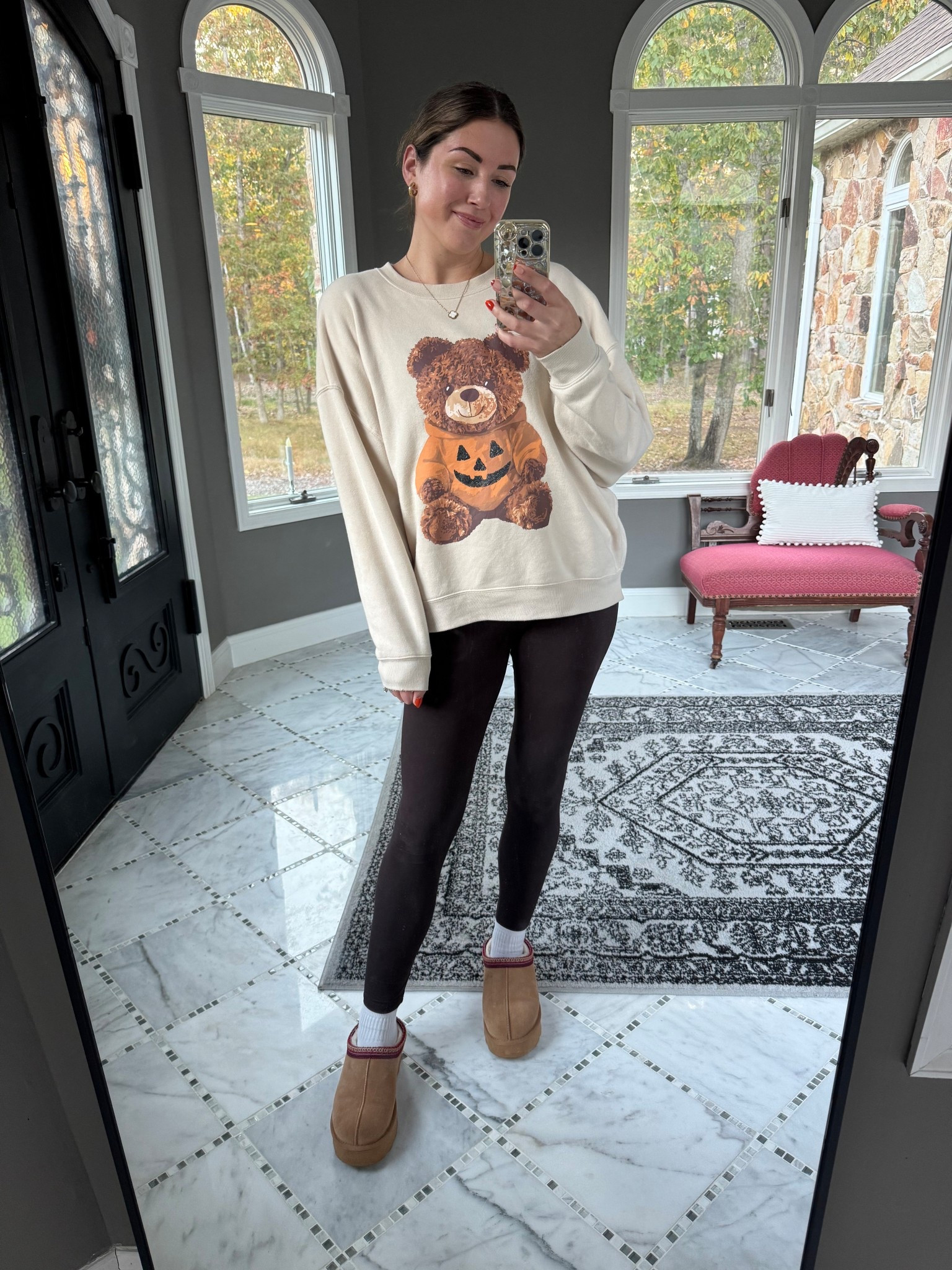 Ootd, comfy ootd, mom outfit, legging outfit, mom ootd, Halloween sweatshirt, pumpkin sweatshirt, Halloween shirt, everyday leggings, Amazon leggings, casual style, casual outfit, over 30 style, millennial style, platform slippers, Ugg look alike, trendy mom style, Halloween outfit, mom Halloween look, fall outfit idea, fall outfit ideas, mom looks, mom outfit ideas 

#LTKHalloween #LTKFindsUnder50 #LTKStyleTip