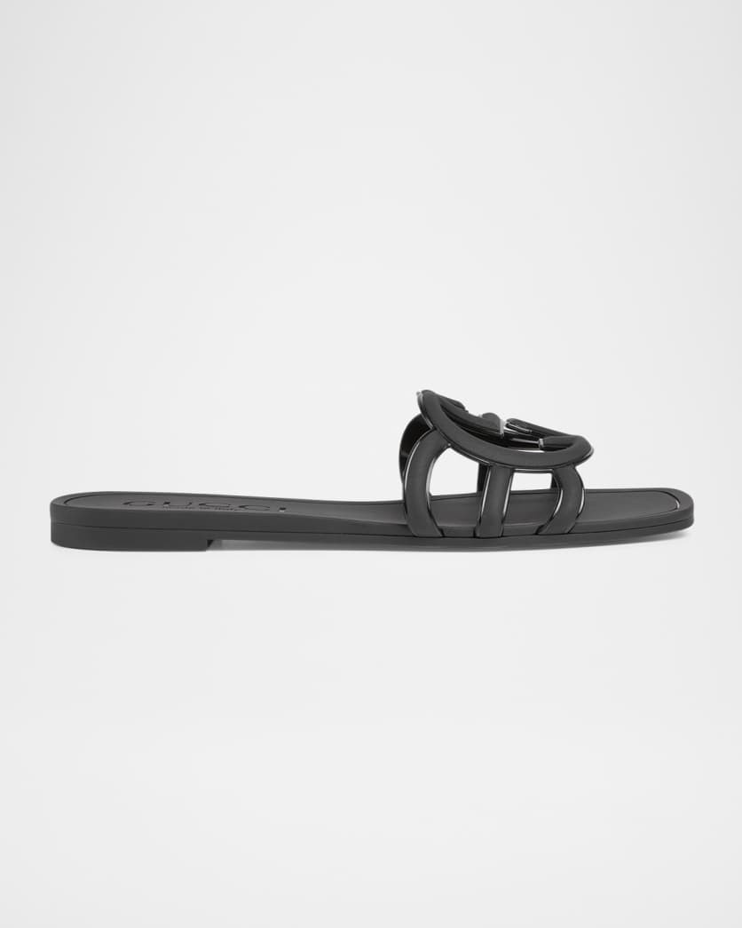 Gucci Palma GG Rubber Flat Slide Sandals | Neiman Marcus