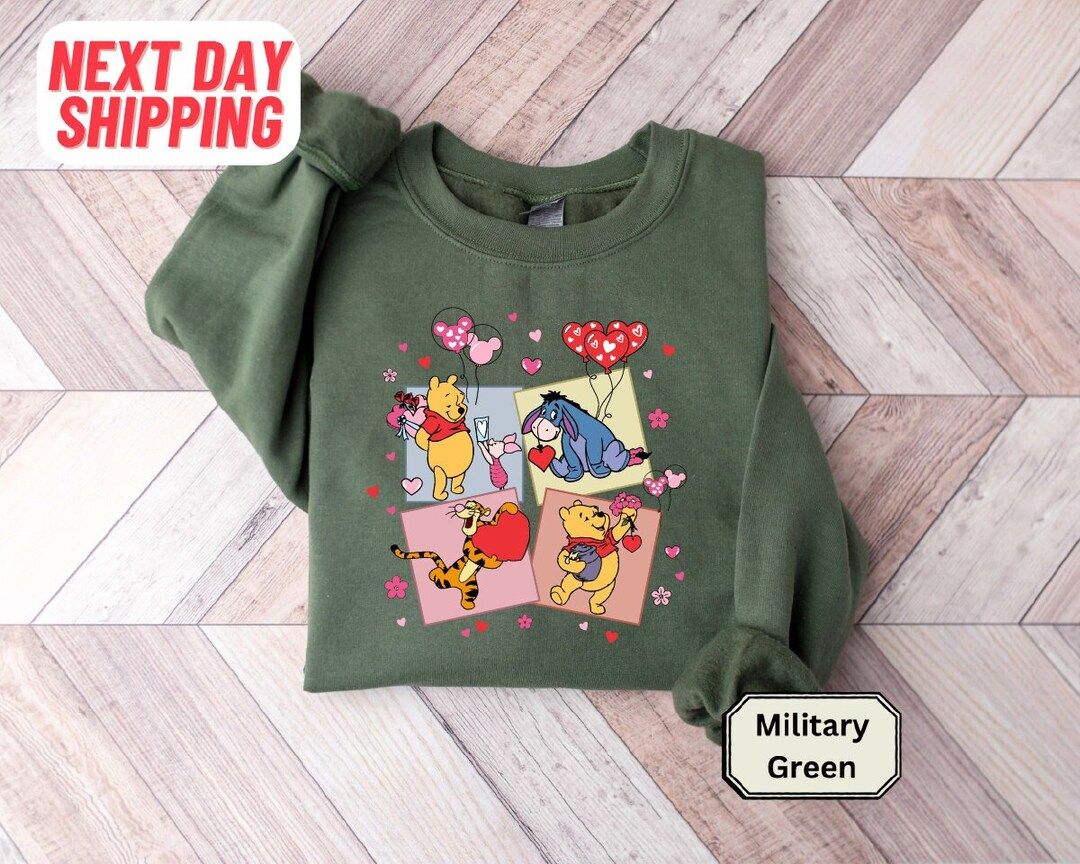 Winnie the Pooh Valentines Sweatshirt, Disney Couple Vacation Shirt, Disney Love Shirt, Disneylan... | Etsy (US)
