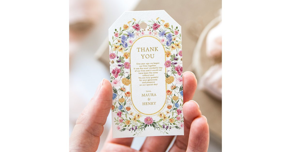 Colorful Wildflower Garden Wedding Party Favors Gift Tags | Zazzle | Zazzle