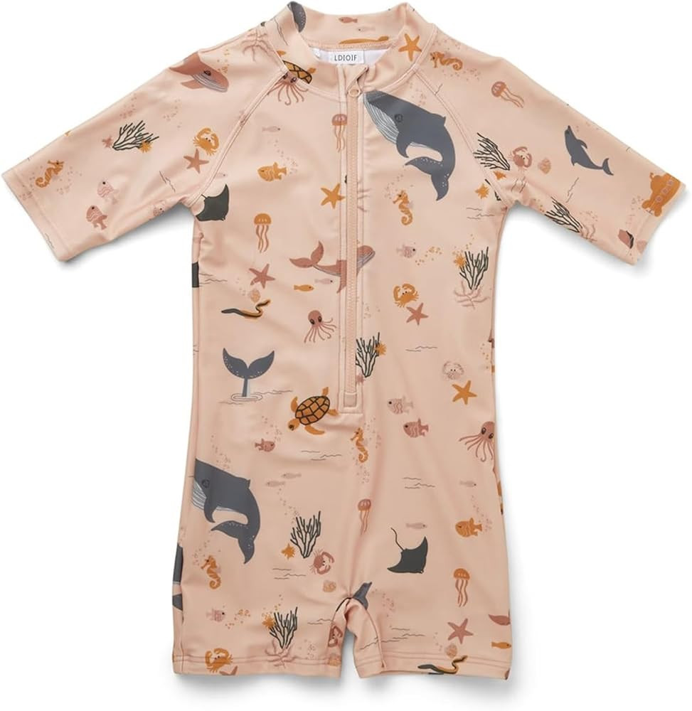 Boys One Piece Swimsuit Whale Dolphin Bathing Suit Zipper Rash Guard Kid Short Sleeve Swimwear Sh... | Amazon (US)