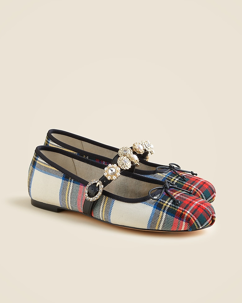Logan embellished Mary Jane ballet flats in tartan | J. Crew US