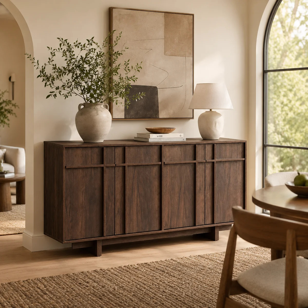 Ebern Designs Sideboard Buffet Cabinet With Storage, Mid Century Modern Accent Cabinet With Skele... | Wayfair North America