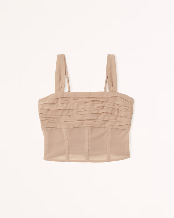 Ruched Sheer Corset Top | Abercrombie & Fitch (US)