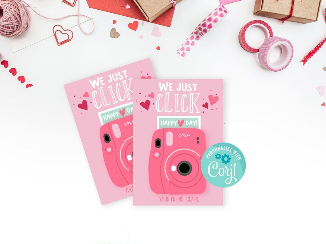 Printable Instant Camera Valentine, Instant Download We Just Click Valentine's Day Card, Classroo... | Etsy (US)