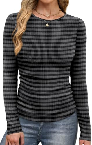 WIHOLL Long Sleeve Shirts for Women Fall Fashion Thermal Shirts Rib Knit Winter Clothing Warm Und... | Amazon (US)