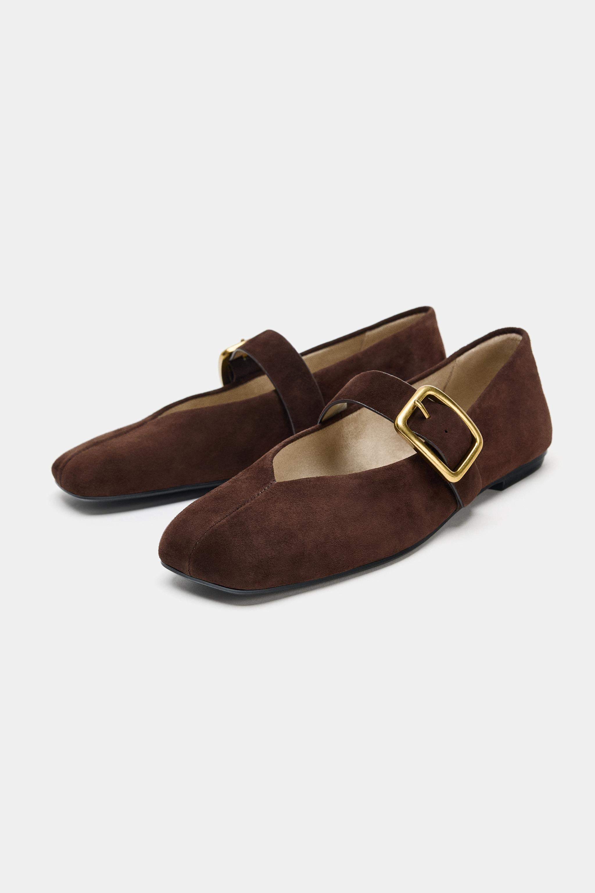 SUEDE BUCKLE BALLET FLATS | Zara US
