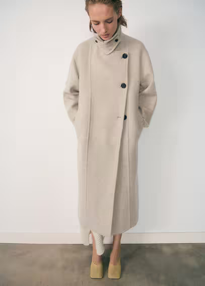 Double-breasted wool coat ecru - Woman - S - MANGO | MANGO (UK)