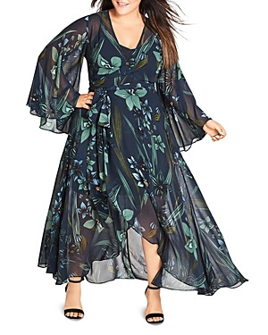 City Chic Plus Moody-Floral Maxi Wrap Dress | Bloomingdale's (US)