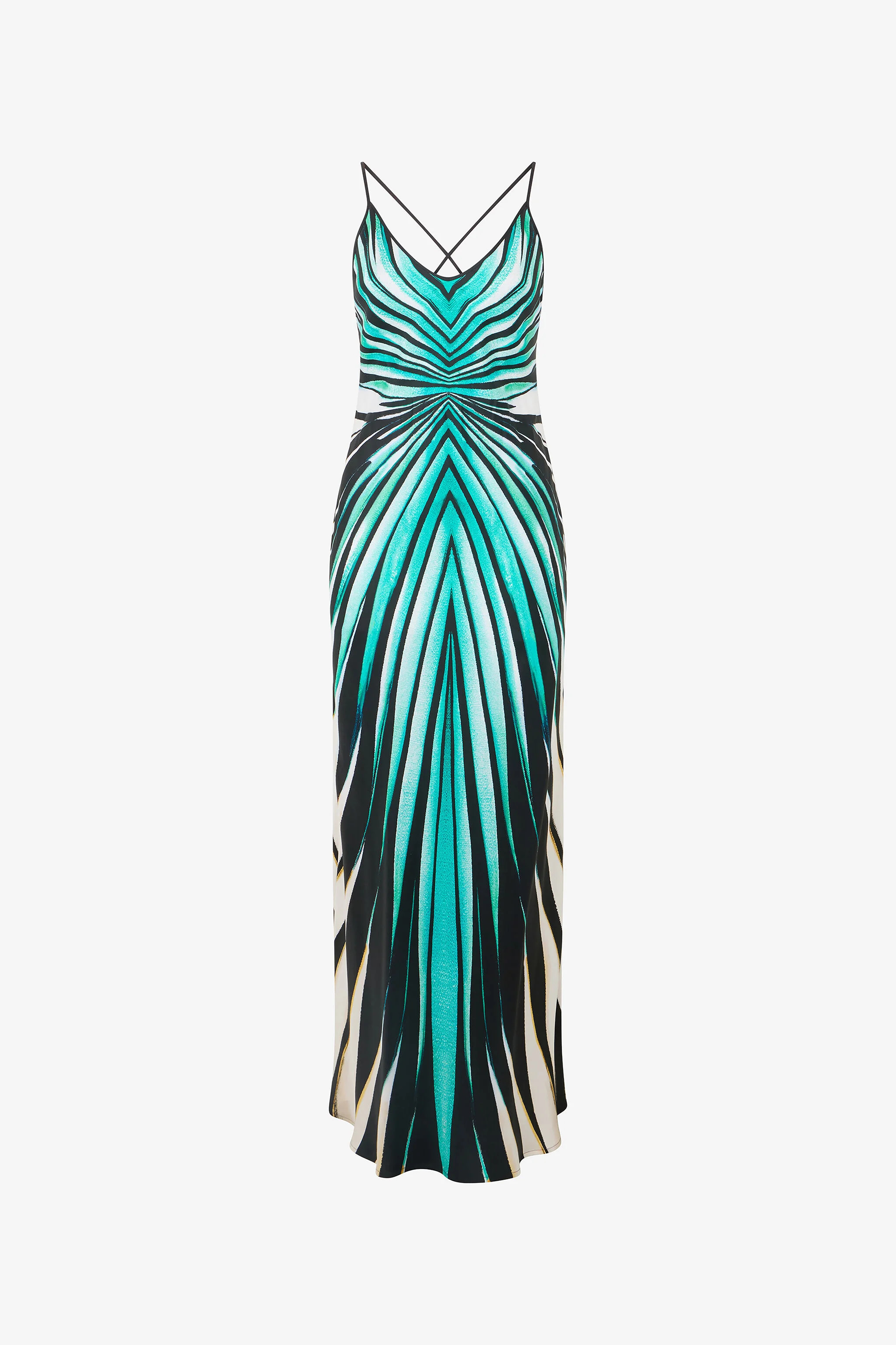Ray Of Sea Print Silk Maxi Dress | Roberto Cavalli