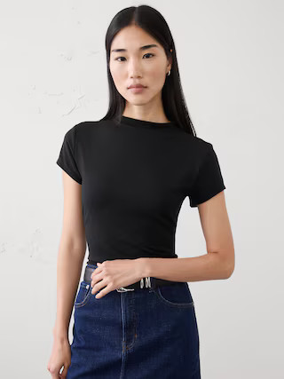 Soft Stretch Mock-Neck Top | Banana Republic Factory