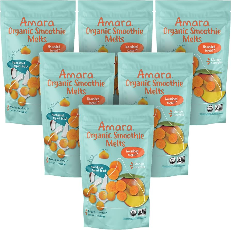 Amara Smoothie Melts - Mango Carrot - Baby Snacks Made With Fruits and Vegetables - Healthy Toddl... | Amazon (US)