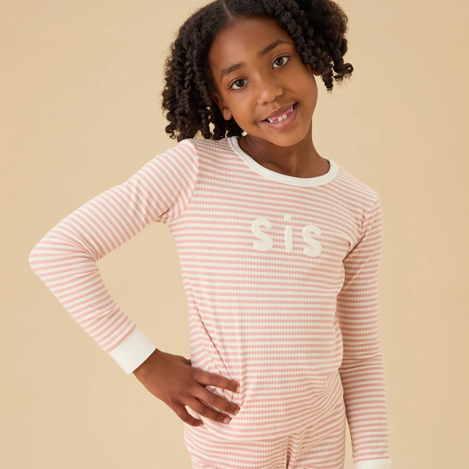 Pink Stripe Sis Ribbed Pajama Set | Baby Mori (US)
