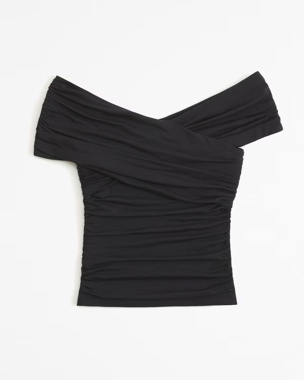 Off-The-Shoulder Ruched Wrap Top | Abercrombie & Fitch (US)