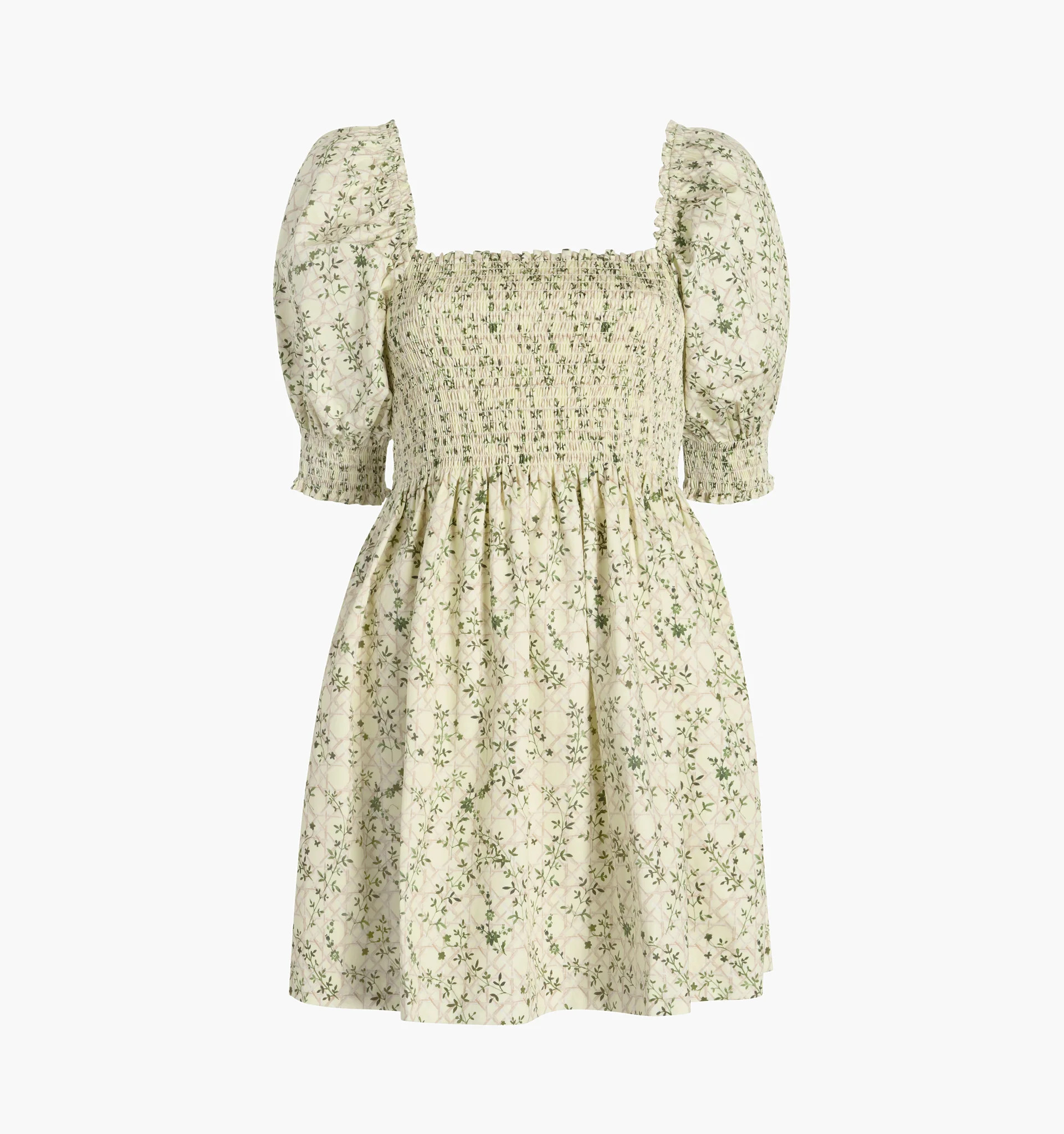 The Athena Nap Dress - Yellow Basketweave Vine Cotton Sateen | Hill House Home