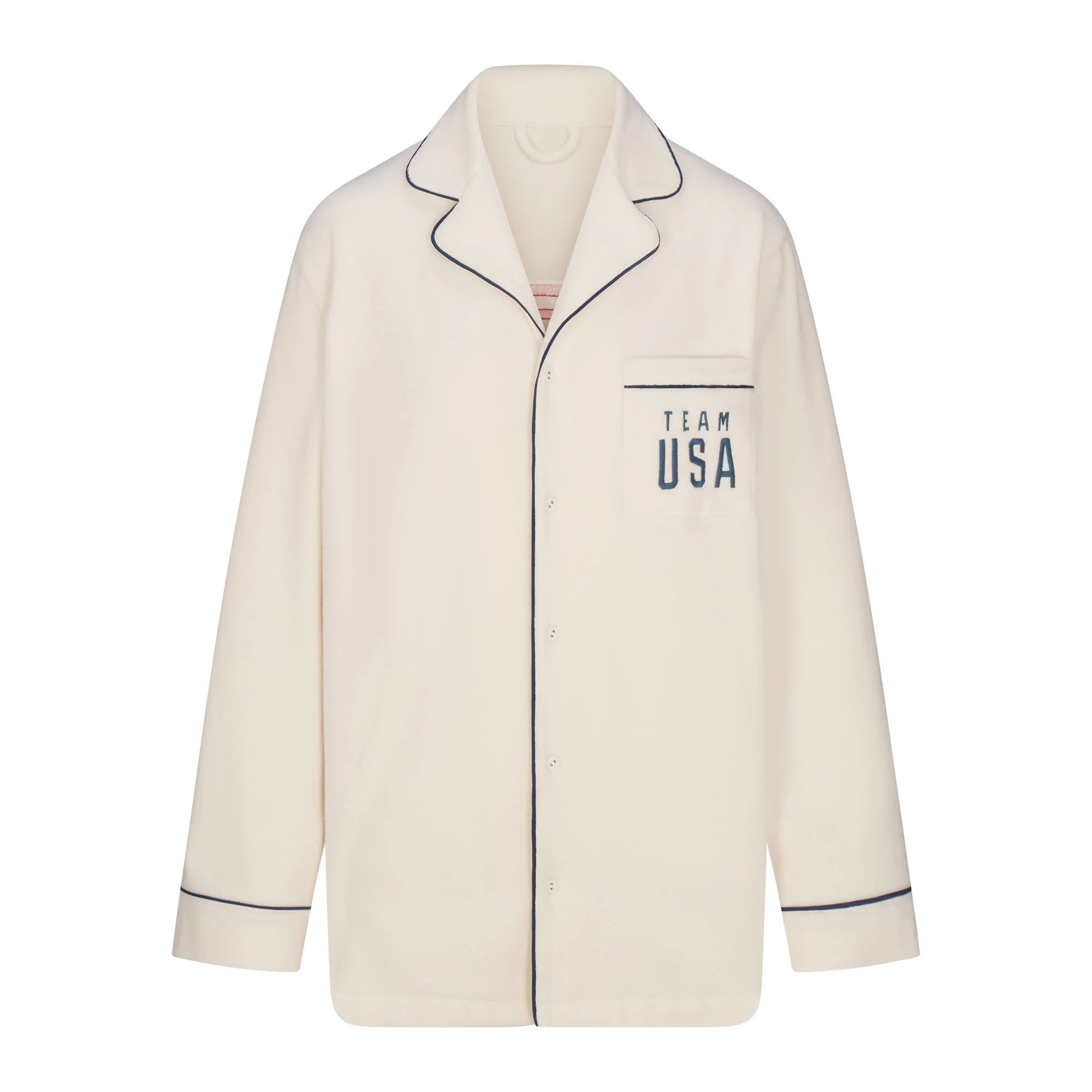 SKIMS FOR TEAM USA FLEECE UNISEX OLYMPIC OVERSIZED SLEEP TOP | ECRU | SKIMS | SKIMS (US)