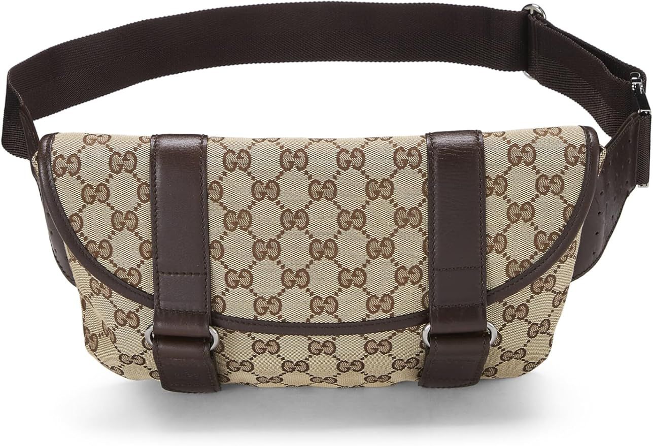 Amazon.com: Gucci, Pre-Loved Brown Original GG Canvas Double Strap Waist Pouch, Brown : Luxury St... | Amazon (US)