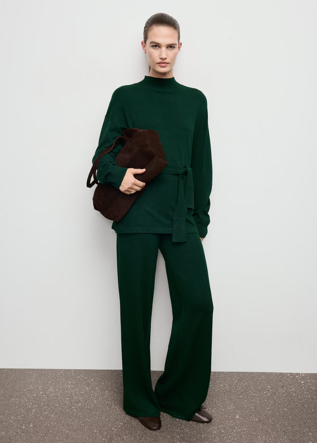 Knitted trousers with stitching detail dark green - Woman - S - MANGO | MANGO (UK)