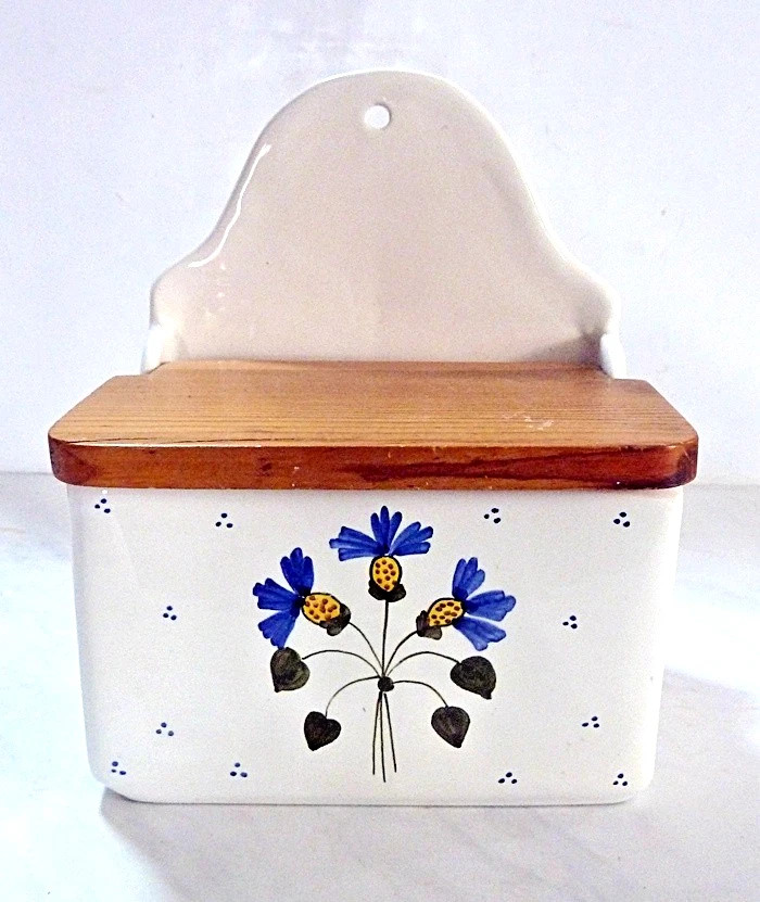 HAND PAINTED SALT BOX Williams-Sonoma ITALY Wooden Lid | eBay US